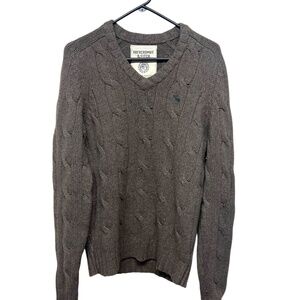 Abercrombie & Fitch Cable Knit Oversized Sweater Pullover Y2K Brown Medium Wool